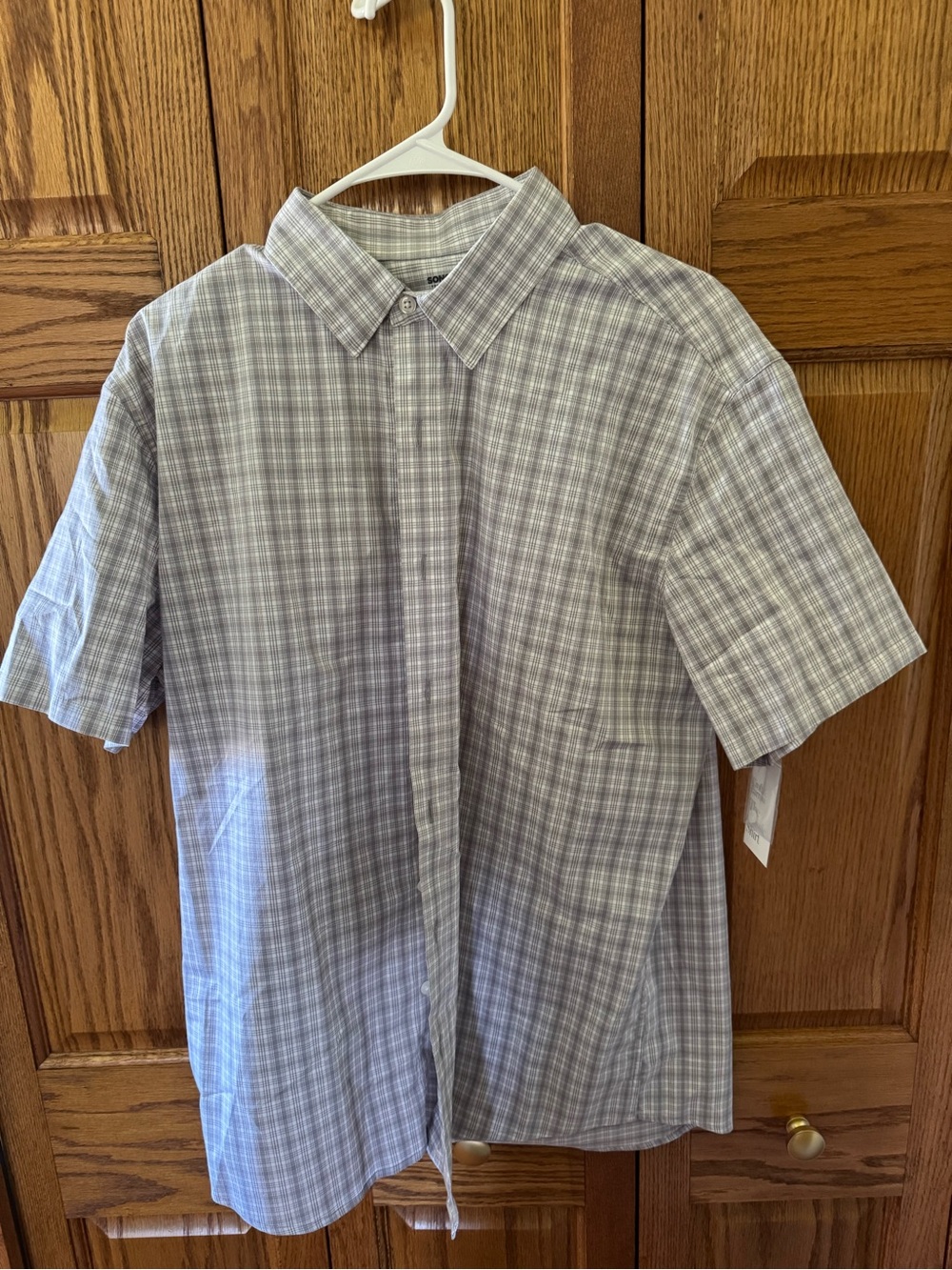Sonoma Men's Short-Sleeve Plaid Button-Down Shirt - Gray and White